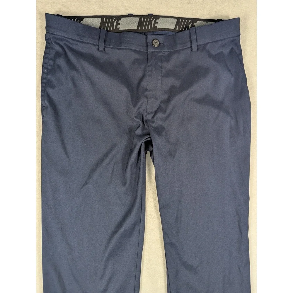 Nike Dri-FIT Mens Golf Pants Navy Blue Flat Front Stretch Trousers Size 38